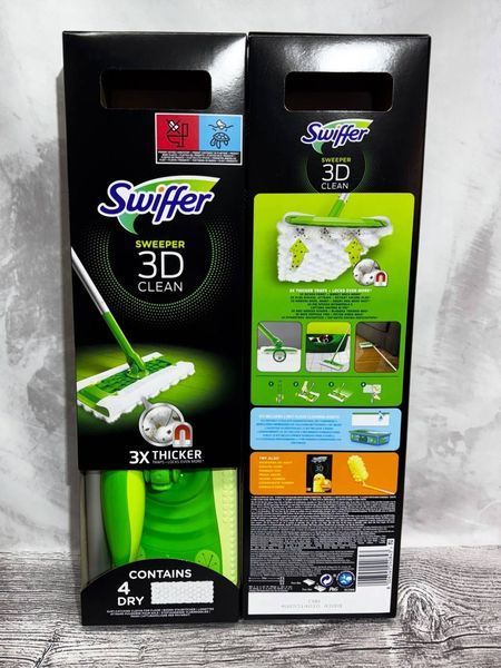 Швабра Swiffer 3D Dust Catcher Mop Starter Kit 4 сухі серветки/2 вологі серветки 1097 фото